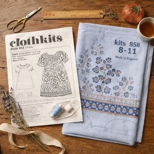 VTG Clothkits Style 858 Girls Dress Sewing Kit Size 8–11 Made in England Uncut